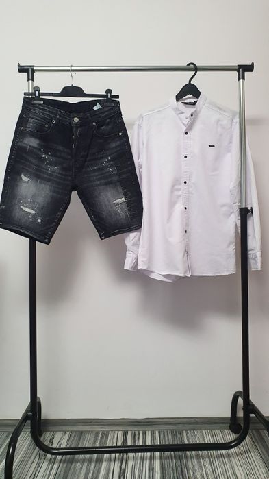Pantaloni scurți de blugi balisiaga cu cămașa de bumbac