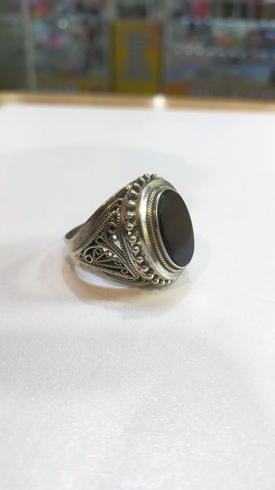 Перстень мужской с обсидианом