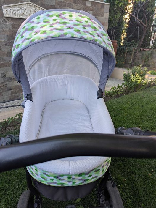 Бебешка количка Buba Solo 3в1 зелена/сива, 558