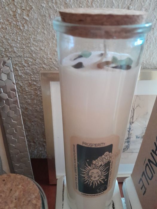 INEDIT Lumanare pt ritualuri masiva in sticla cu cristale pretioase