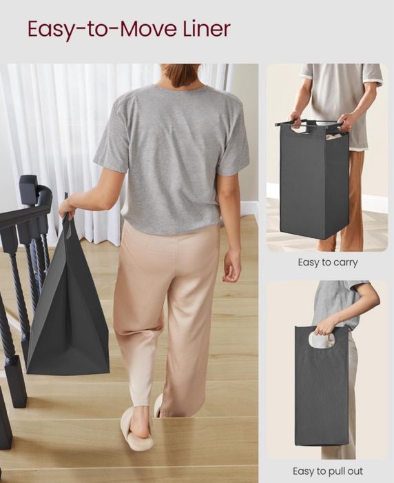 Кош за пране с 3 отделения и рафт