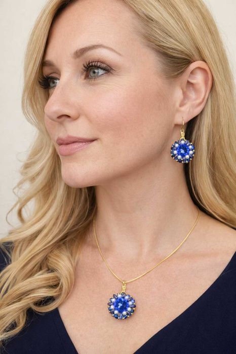 Set handmade cercei + pandantiv cu cristale Swarovski, Preciosa unicat