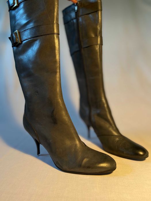 Ghete Fiorangelo din piele verde, toc cui, marimea 40, catarama dubla