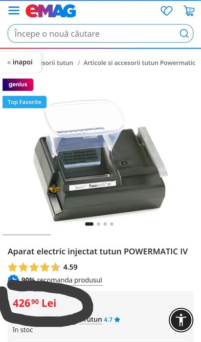 Aparat automat injector tutun