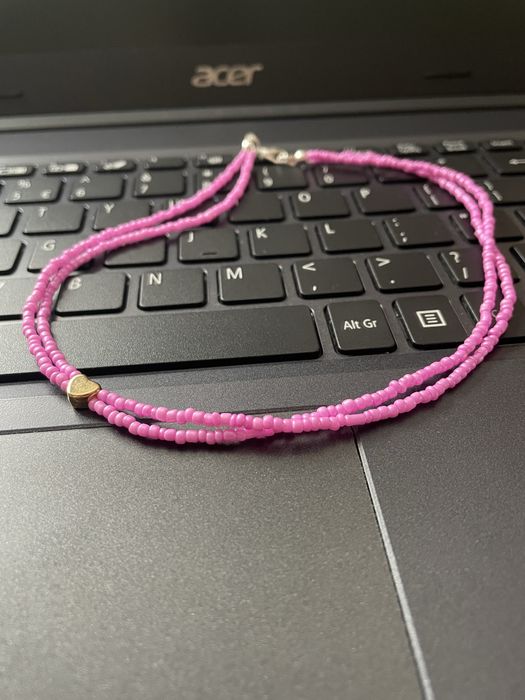 Colier handmade pink heart