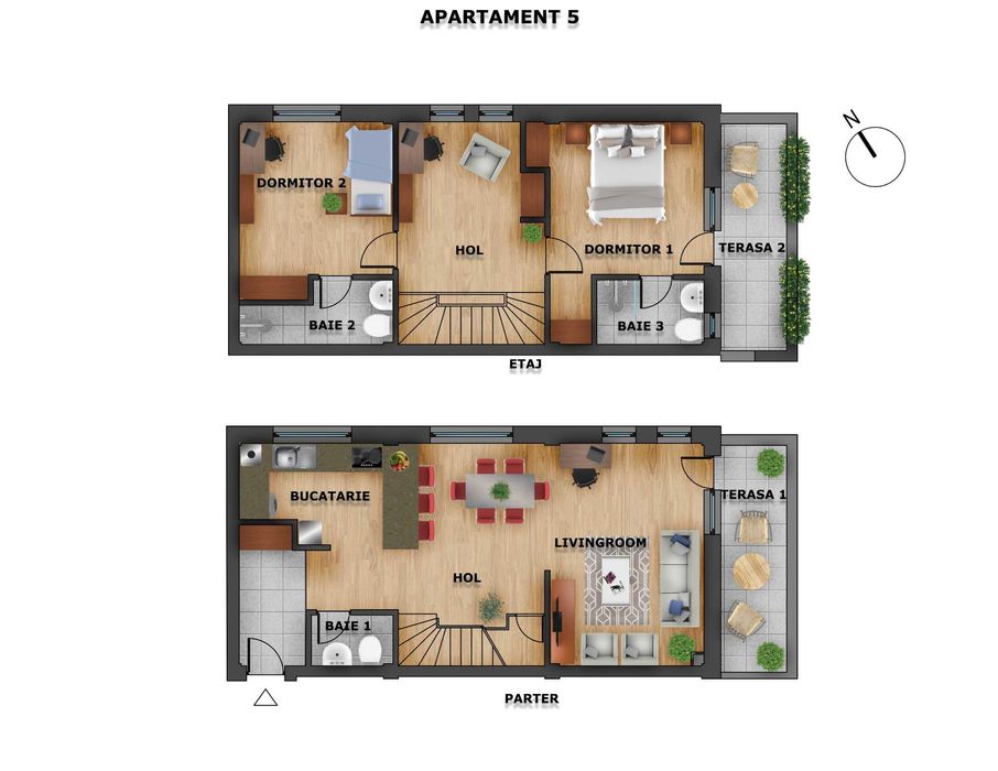 Apartament LUX - 125 mp structura de casa pe 2 niveluri