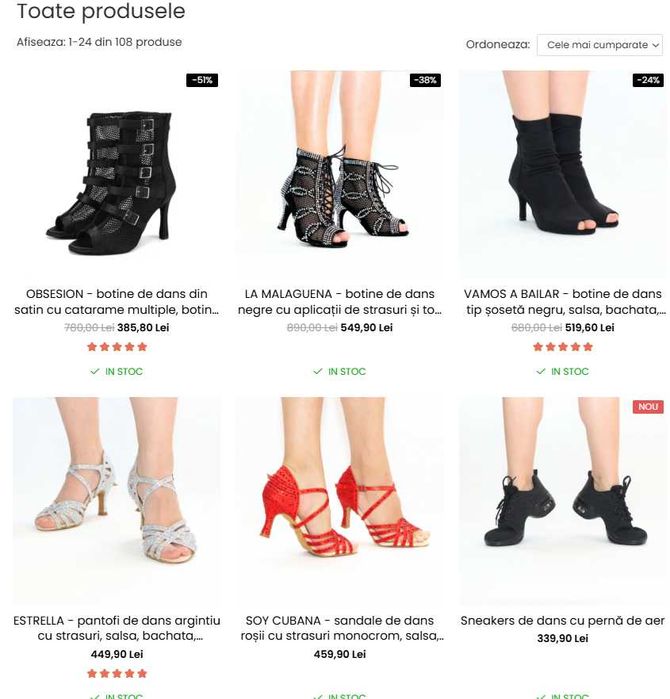 Vand afacere e-commerce website cu pantofi de dans