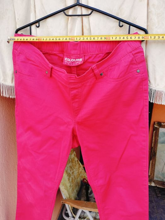 Pantaloni damă Colours, roz fucsia, cu talie elastică, mărime 40/42 (L)