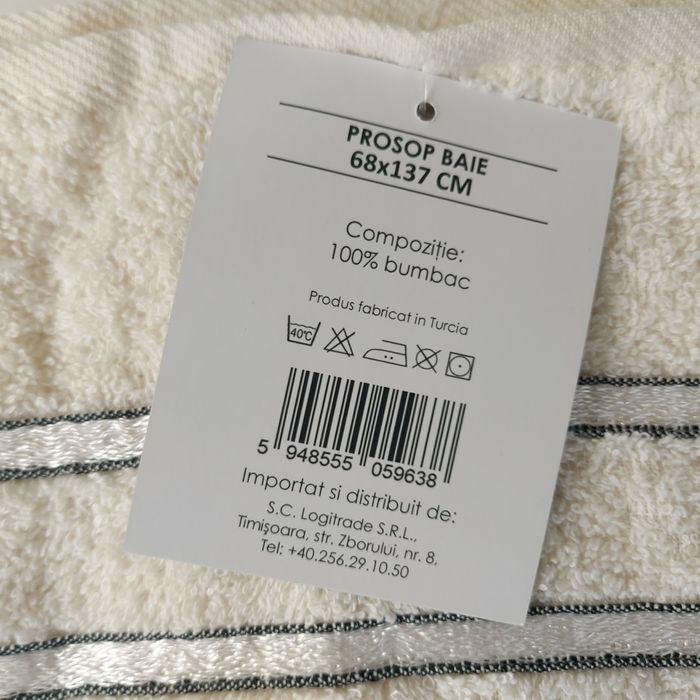 Prosop baie 68x137, 100% bumbac