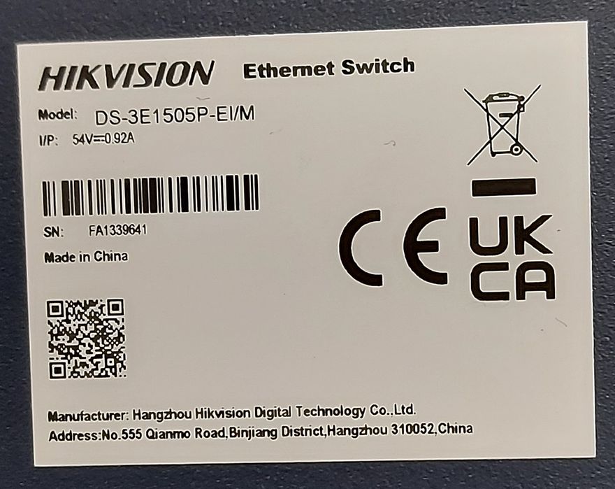 Коммутатор: L2 poe Hikvision DS-3E1505P-EI/M.