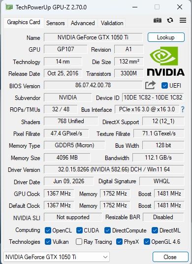 Nvidia GTX 1050ti 4GB