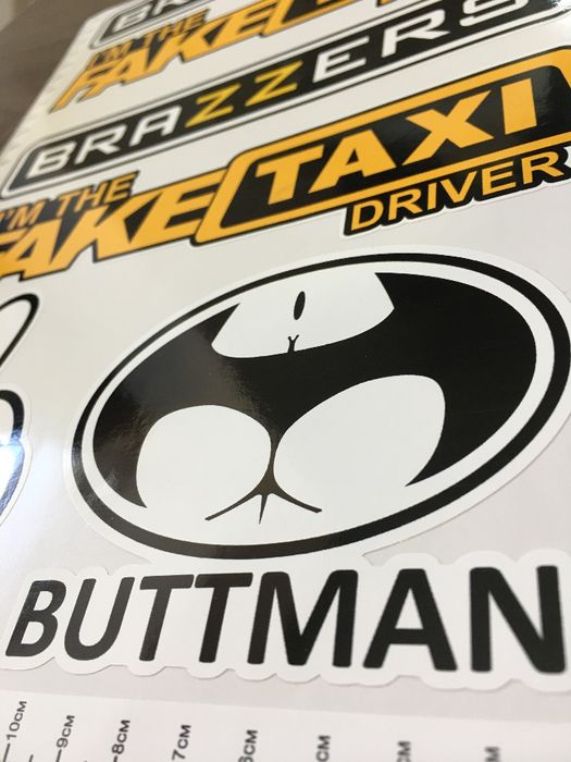 Стикери BrazzerS, Mickey, Fake Taxi, Buttman PVC фолио лист А4