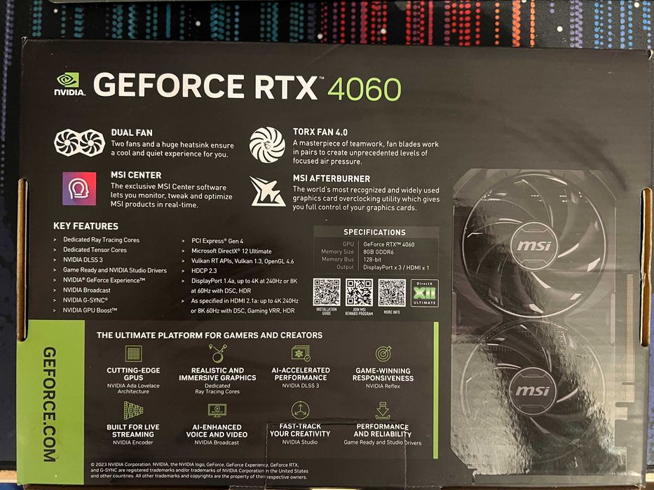 GeForce RTX™ 4060 Ventus 2x Black 8g oc