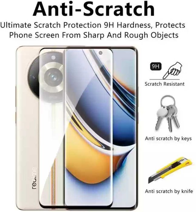 Извит удароустойчив стъклен протектор за Realme 9 10 11 12 Pro GT3 4 5