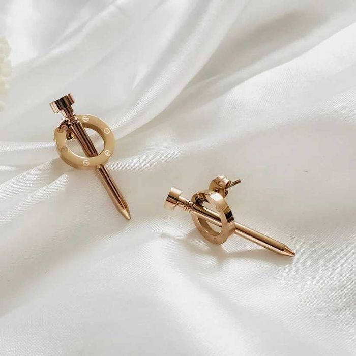 Комплект Гривна и Обеци Пирон Cartier- златни, сребърни, розово злато