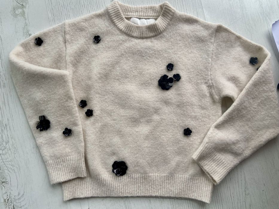 Детски пуловер Zara с пайети с процент вълна, 9-10 г