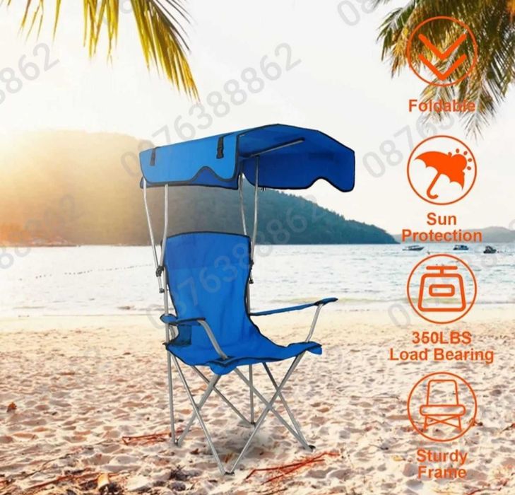 ПРОМО! Сгъваем туристически стол със сенник , стол за риболов и плаж