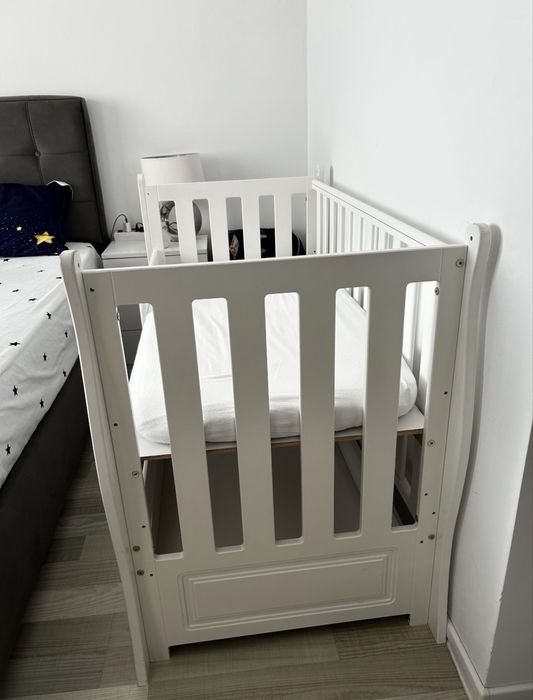 Patut bebe din lemn multifunctional Rigoletto + Saltea Cocos - MAMO-TATO