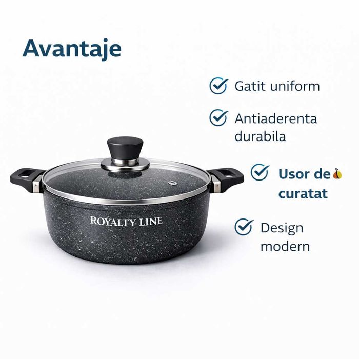 Oala din aluminiu turnat cu capac 24 cm Royalty Line