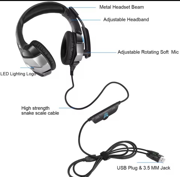 Casti de gaming profesionale cu microfon.