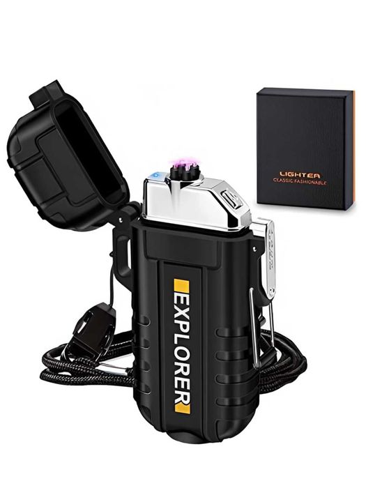 Зажигалка электронная дуговая с фонариком, USB зарядка