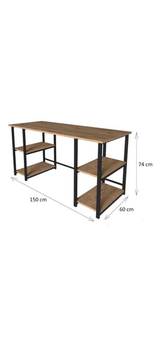 Birou cu rafturi Elmas MS-01, stejar + negru