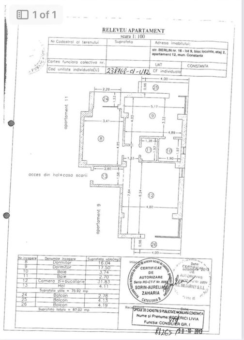 Tomis plus  / apartament 3 camere / loc de parcare.
