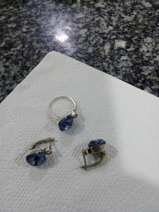 Серебро Серги кольцо комплект