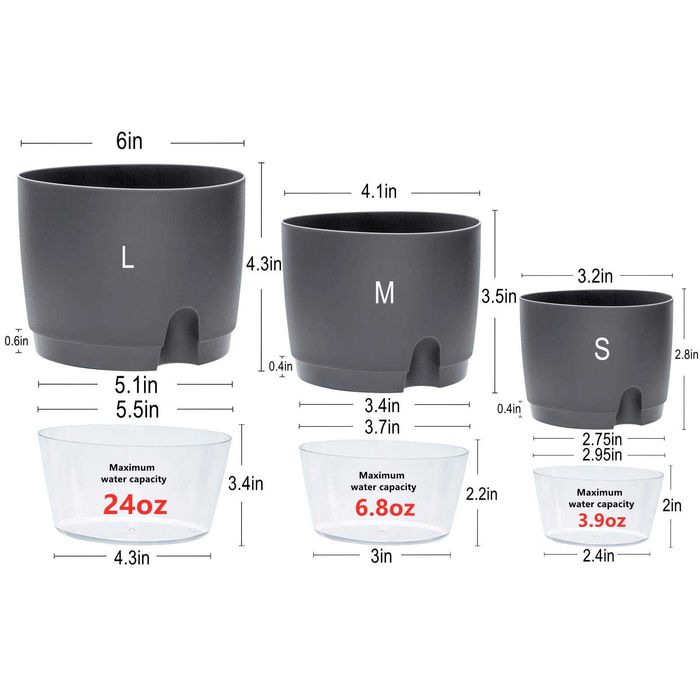 Саксия с резервоар за вода и дренаж