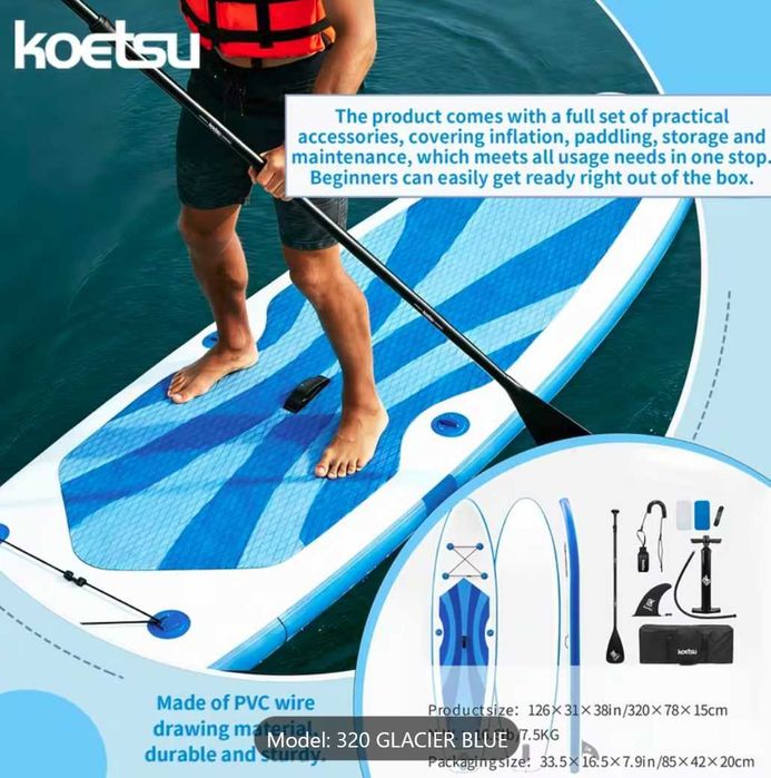 Set placa gonflabila Stand Up Paddle Board - SUP 12.6 - 3.2 m - nou
