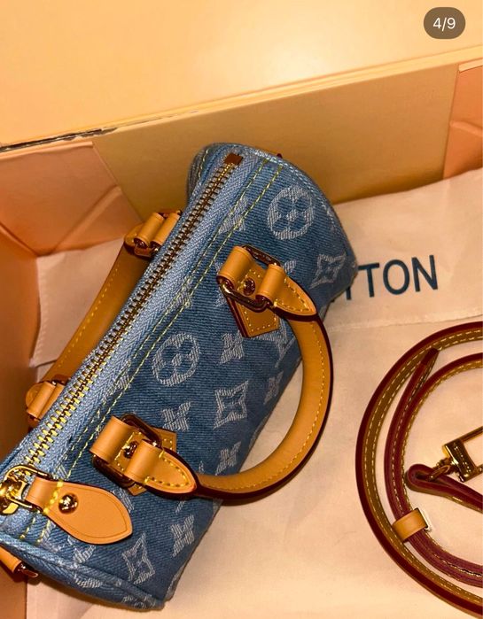 Geanta Louis Vuitton denim si piele naturala pe stoc si pe comanda