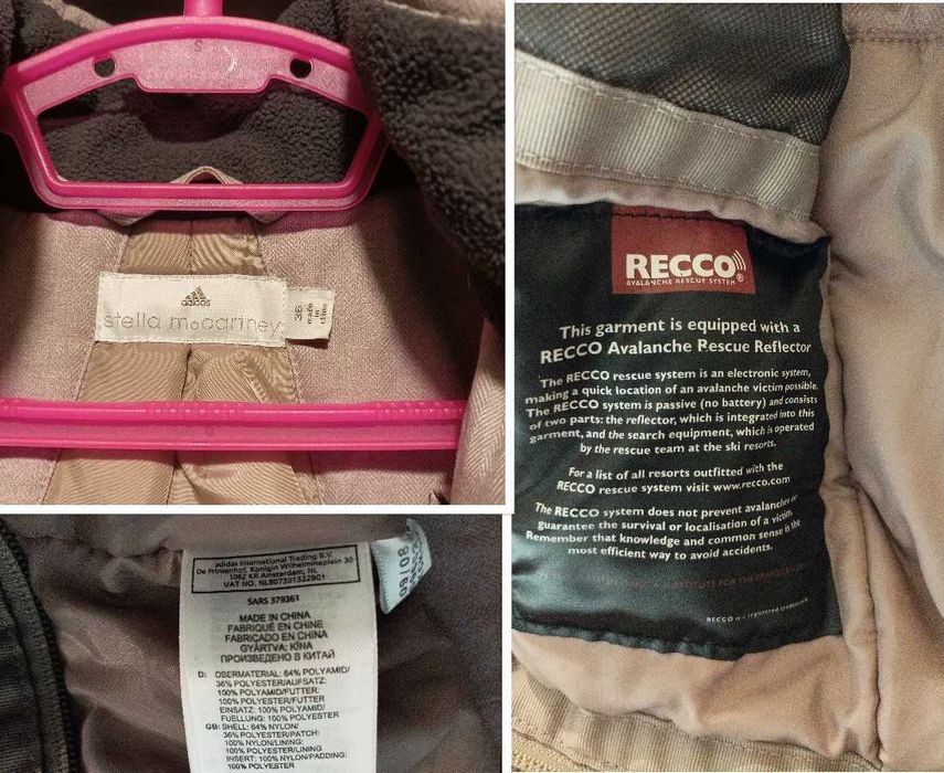 Geaca Adidas (Stella MaCartney), măr.36, cu sistem Recco