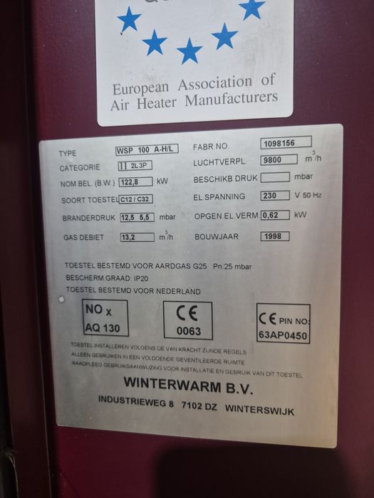 Aeroterma industriala pe gaz