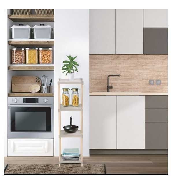 Рафт за кухня, Етажерка с 4 пластмасови рафта, 100см