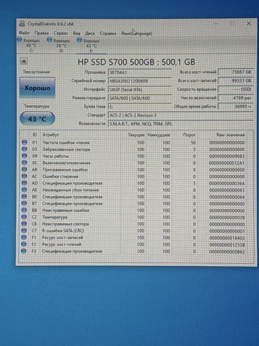 SSD 2.5 Sata 500gb HP