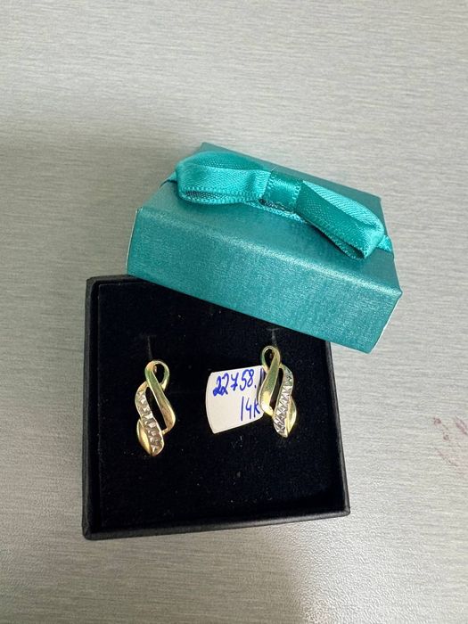 Cercei aur alb și galben 14k 2,62gr (cdc)