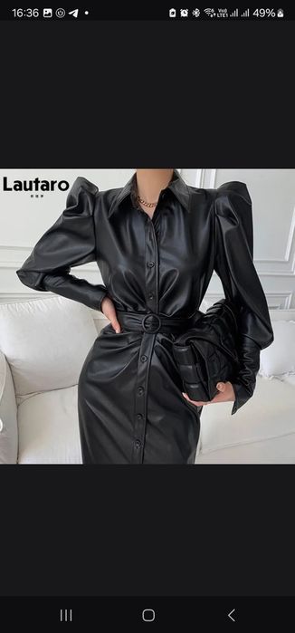 Платье миди экокожа