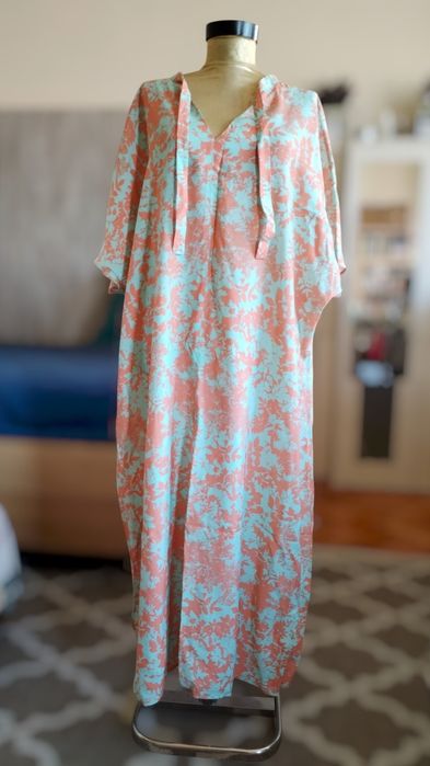 Rochie maxi florală din viscoză 100%, XL–5X