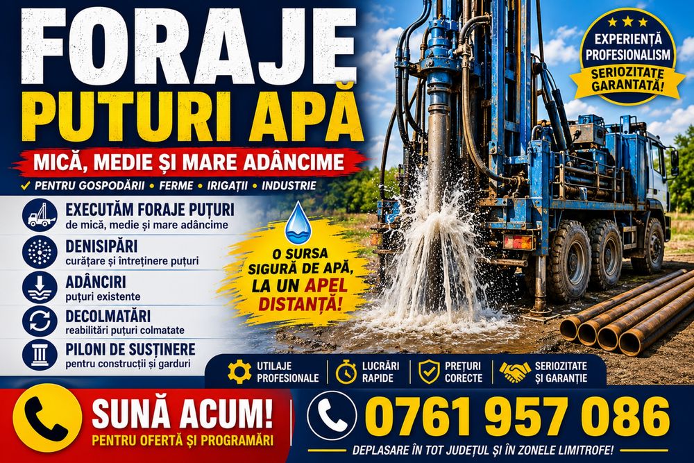 Foraje Puțuri Apă Călarasi Ofertă