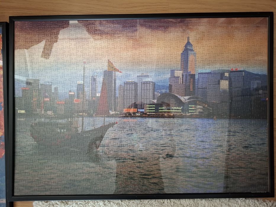 Lot 5 tablouri puzzle cu rama pret pentru toate