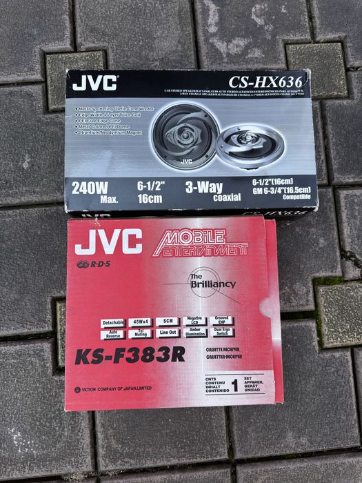 Set audio auto JVC vintage, Casetofon F383R + boxe CS-H636 (240W)