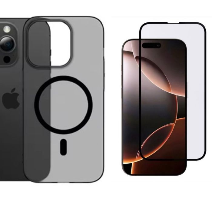Husa PC Matte si Folie Sticla Anti Static - Iphone 13/14/15/16 PRO MAX