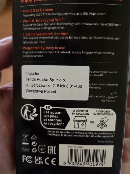 Tenda wifi 6 4g lte mobile wifi