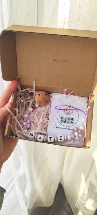 Lanț suzetă personalizat / cadou bebeluși - silicon / colier alăptare