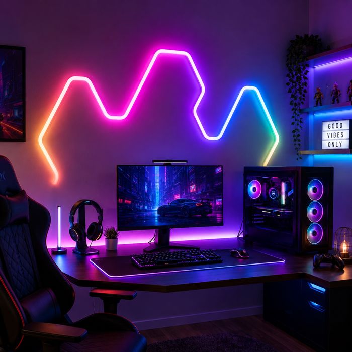Banda LED Neon Flex RGB KWMLIGHT 5M, WiFi, Muzica, Telecomanda, IP67, 24V
