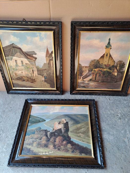 tablou pictura pe pfl semnat Egon Chabert 51/61 cm