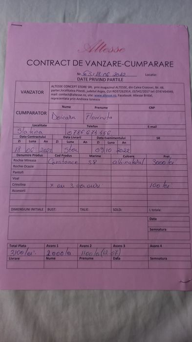 Rochie mireasa purtata o singura dată