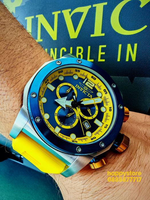 часовник INVICTA Sea Hunter Yellow 54 mm, Инвикта нов ръчен часовник