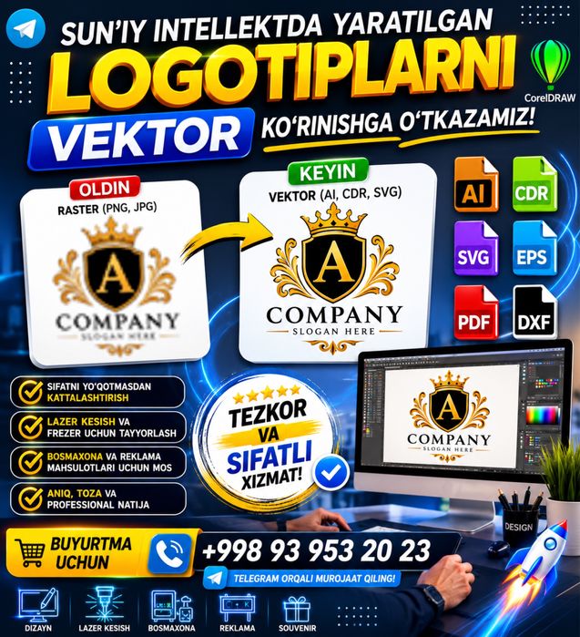 Logotiplarni vektor xolatga keltrsh