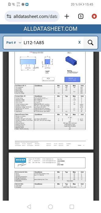 Vând Relee senzor Reed 12Vdc, 2.5A/1Kv/100W